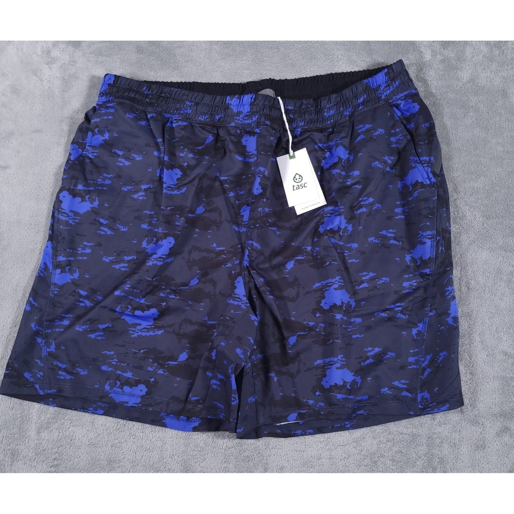 Tasc‎ Weightless Shorts Mens 2XL XXL Blue Black Camo Athletic Performance 7 inch